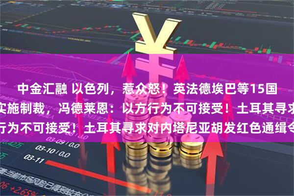 中金汇融 以色列，惹众怒！英法德埃巴等15国发声谴责，欧盟拟对以实施制裁，冯德莱恩：以方行为不可接受！土耳其寻求对内塔尼亚胡发红色通缉令